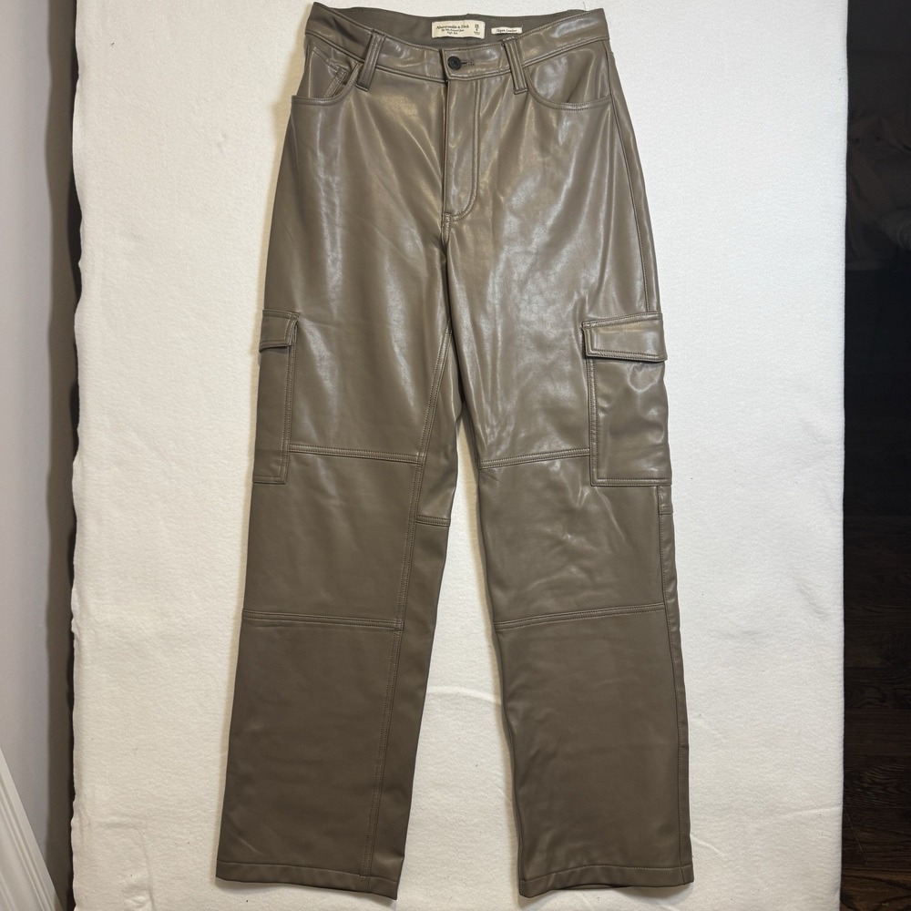Abercrombie & Fitch Ultra High Rise 90's Vegan Leather Pants Size 28 6 Long NWOT